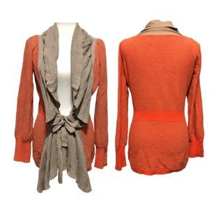 Lia Molly (Anthro) Ruffled Firelight Cardigan - M